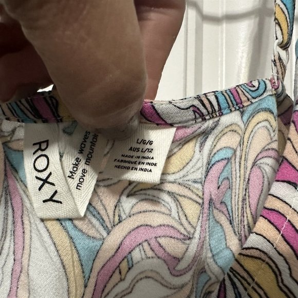 Roxy Daytrip Mini V Neck Slip Dress Swirly Daze Large Retro Swirl NEW - Picture 5 of 9